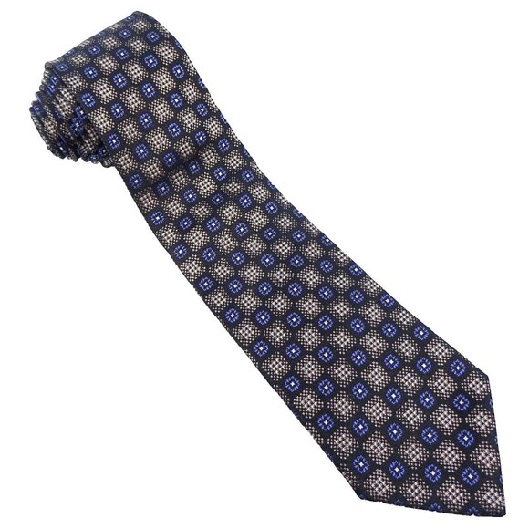 Dan Eli Couture Silk Tie Taupe Purple Check Woven Necktie - Picture 3 of 7